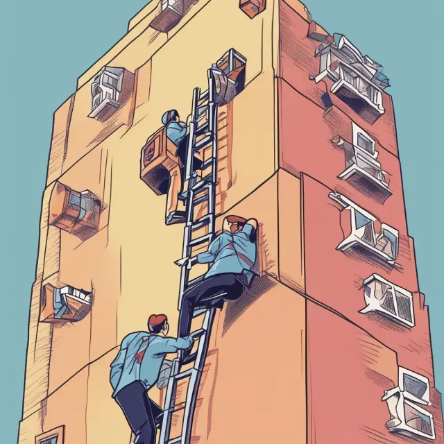 Person climbing a ladder, symbolizing the tax brackets, with each step having a corresponding tax rate