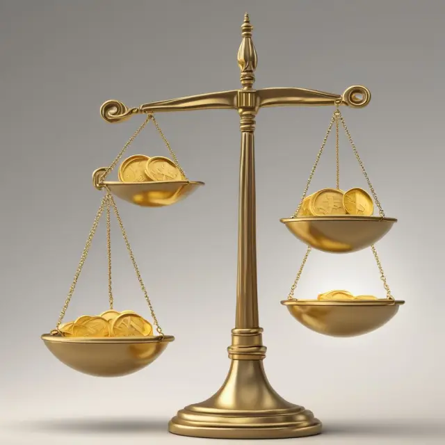 An imaginative representation of two scales balanced with golden coins representing progressive and flat tax systems in motion.