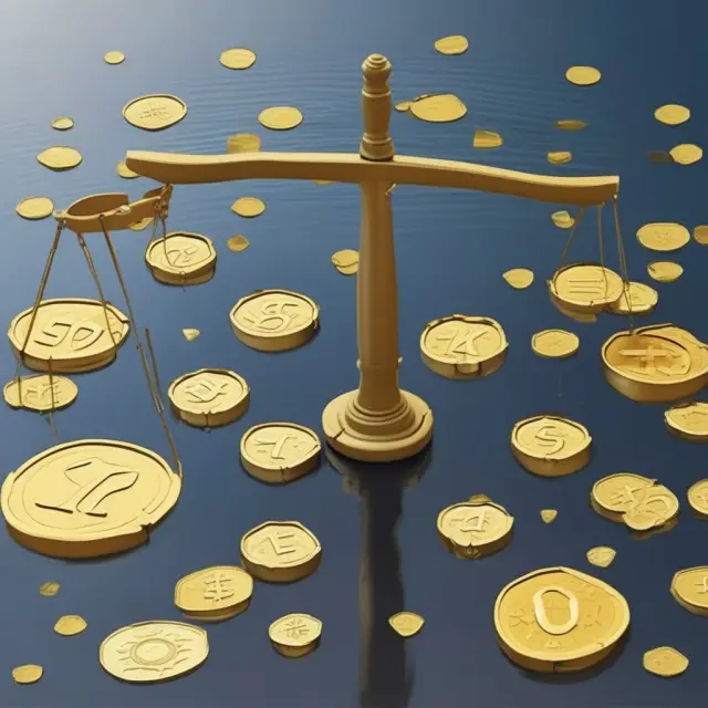 Scales illustrating effective (16.2%) and marginal tax rates under a progressive system with coins symbolizing income.
