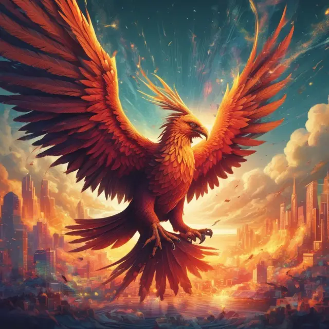 Phoenix rising above economic data and charts, representing the impactful potential of tax credits in transforming markets
