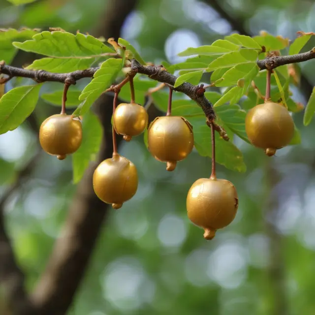 Image of golden acorns growing on a tree, symbolizing tax-deferred growth and savings for retirement.