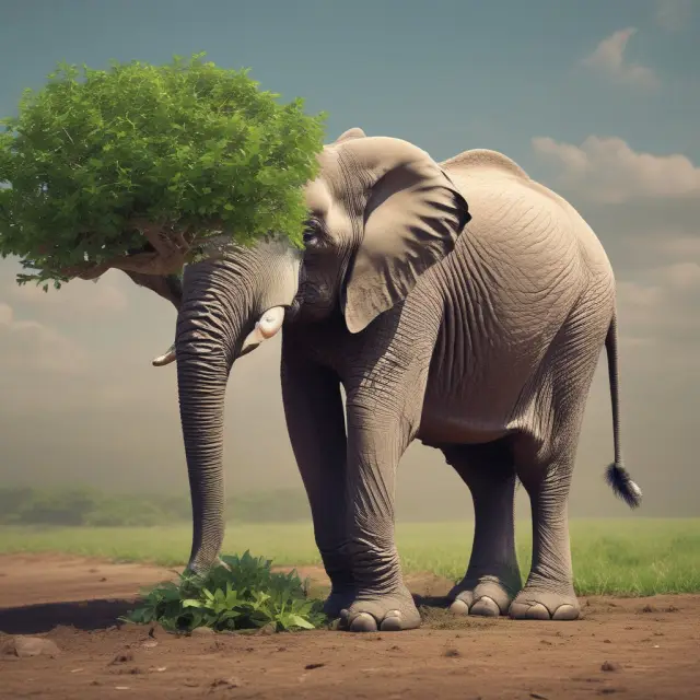 An employer matching elephant watering a growing retirement tree, symbolizing the nurturing effect of tax-deferred programs.