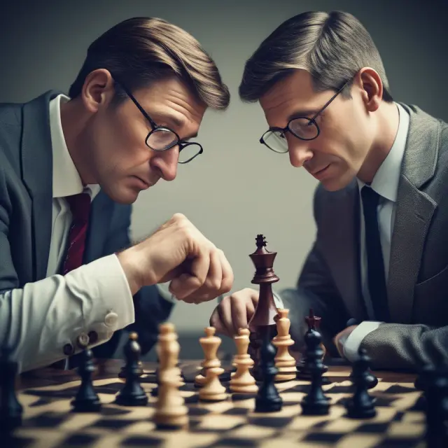 A tax man strategizes on a chessboard, weighing the impact of federal income tax brackets on municipal bond tax-equivalent yields