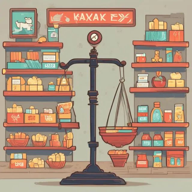 Wise scale collects sales taxes from customers in a bustling marketplace