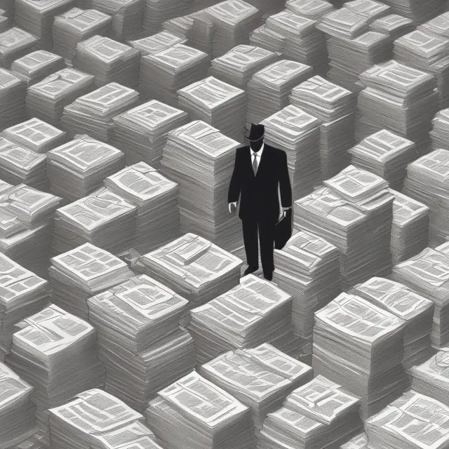 Two shadowy figures concealing assets and income through false names. Tax evasion example.