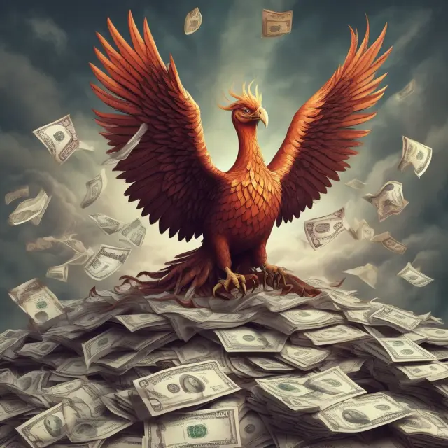 IRS phoenix rising from piles of records, representing penalties for tax evasion
