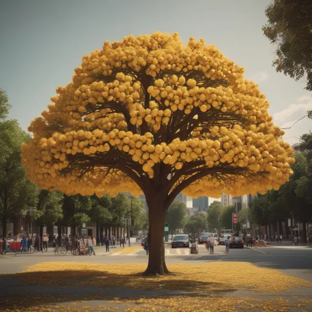 Golden tree with tax-exempt municipal bond fruits, illustrating tax savings for investors