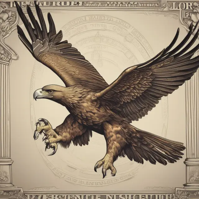 Golden eagle flying above a pile of US Treasury securities representing tax-exempt federal income