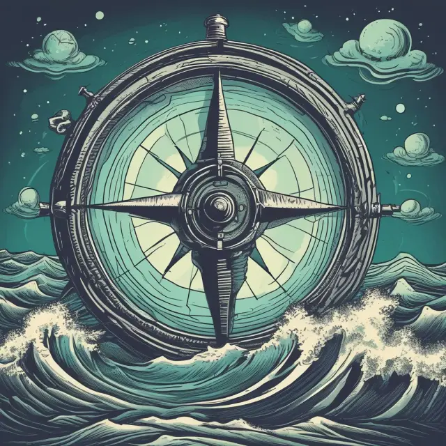 An investor sailing through the sea of ETFs, using tax-loss harvesting techniques to navigate choppy waters and maximize returns