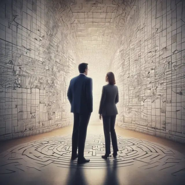 Two figures working together at a maze of financial charts, maximizing tax-loss harvesting benefits