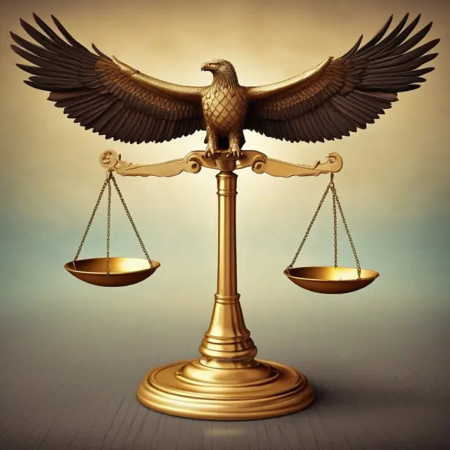 Golden eagle representing the IRS and state phoenix facing off on a scale, illustrating the comparison of federal and state tax liens.