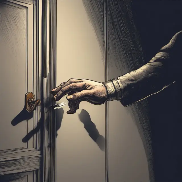 Tax lien evaluating creditworthiness. A hand with an IRS emblem extends from the shadows to assess financial standing.