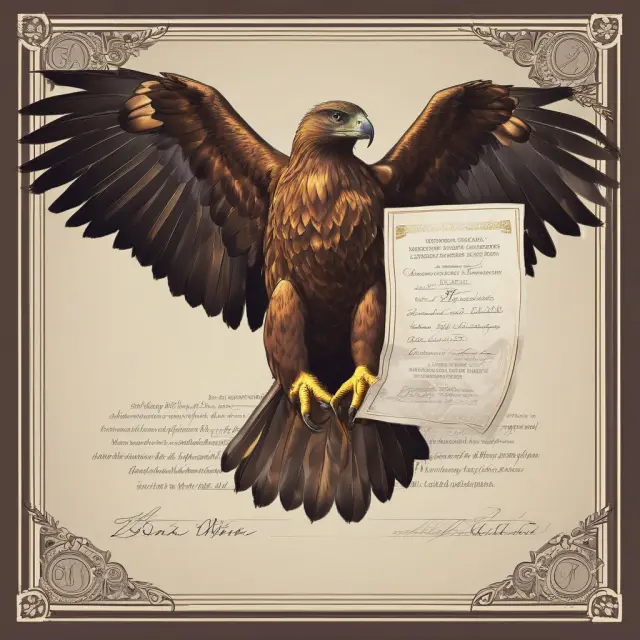 Golden eagle holding a tax lien certificate, representing the power of investment opportunities