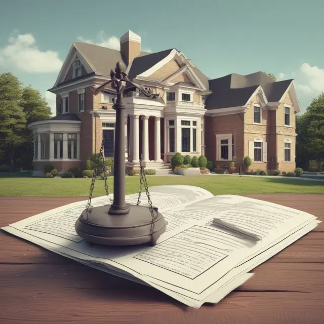 An auction scene showcasing tax lien certificates symbolizing investments, with one side of the scale representing potential high returns while the other illustrates associated risks.