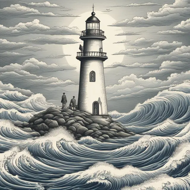 An investor navigates a vast ocean of tax lien certificates towards a lighthouse, symbolizing knowledge and due diligence.