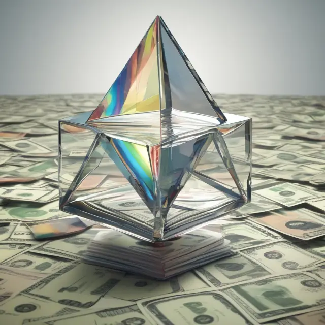 An artistically crafted prism representing taxes, filtering investment strategies with tax implications, gains and losses
