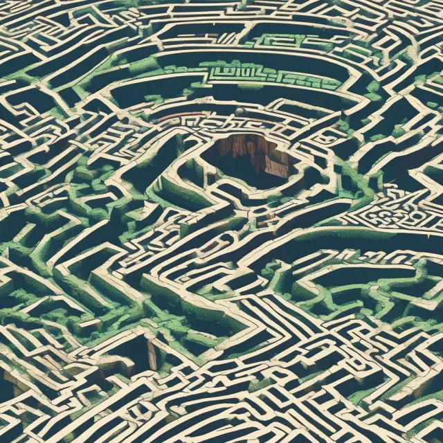 An image of a globe-trotting investor maneuvering through a labyrinthine maze, with various international tax tables displayed as walls and pillars