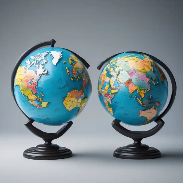 Two interconnected globes represent the OECD and UN tax treaty models, illustrating economic collaboration between capital-importing and capital-exporting countries