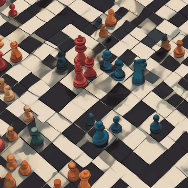 An economist playing an intricate chess game with pieces representing FAQs about the Taylor Rule