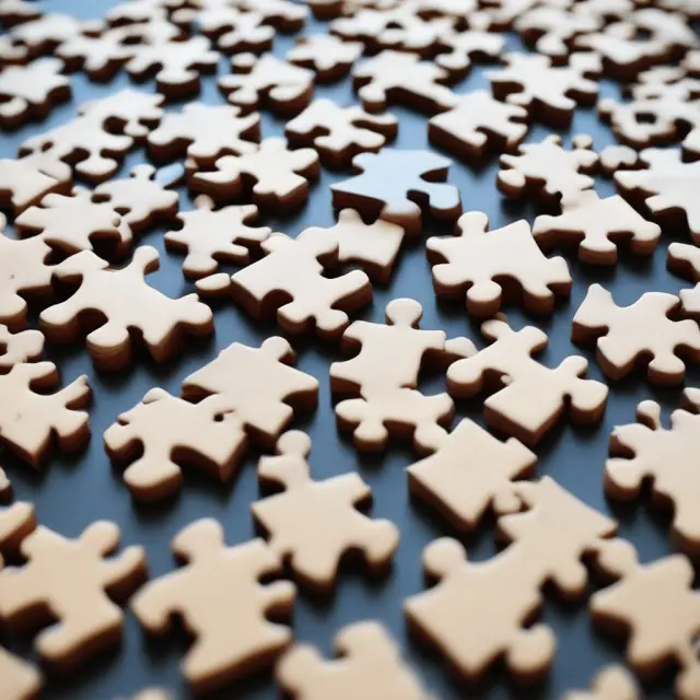A metaphorical representation of TBA trading as a jigsaw puzzle involving mortgage-backed securities, with various pieces symbolizing different investors and agreements based on uncertain information.