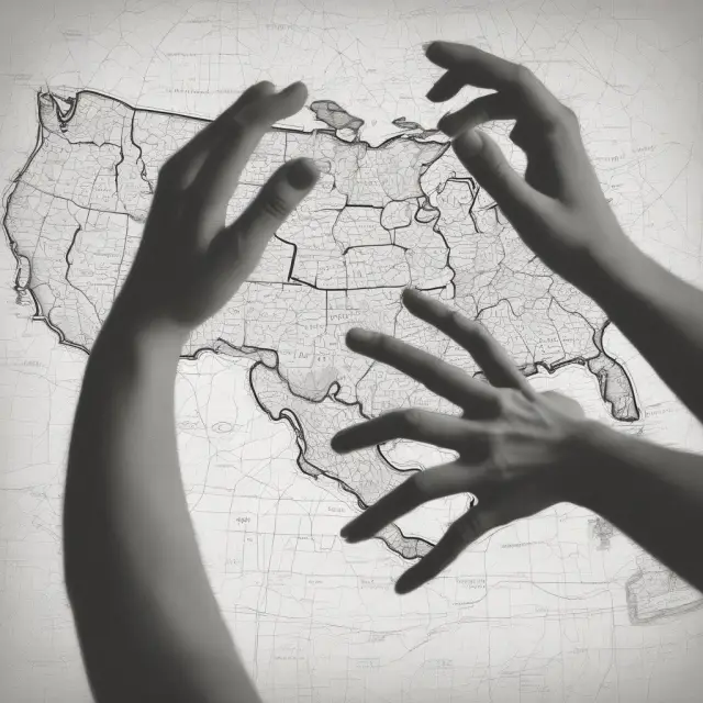 Intertwined hands on a map highlighting states with Tenants by Entirety.