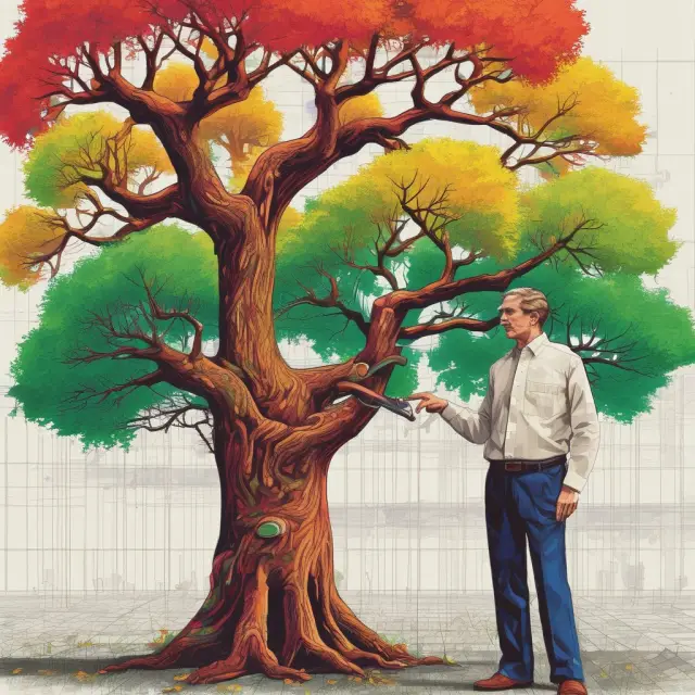 Three influential technical analysts, Jesse Livermore, Richard Wyckoff, and Nicolas Darvas, depicted as trees emerging from stock charts, each adorned with their unique chart patterns.