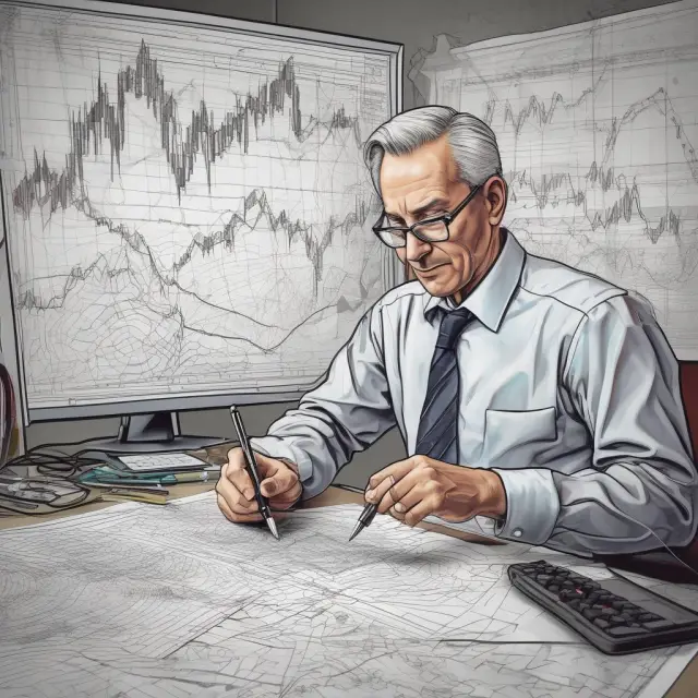 A technical analyst meticulously analyzing stock charts, interpreting trends and patterns, and providing valuable insights for investment decisions