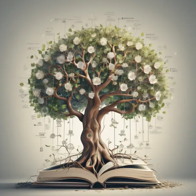 A flourishing tree with branches representing diverse technical skills
