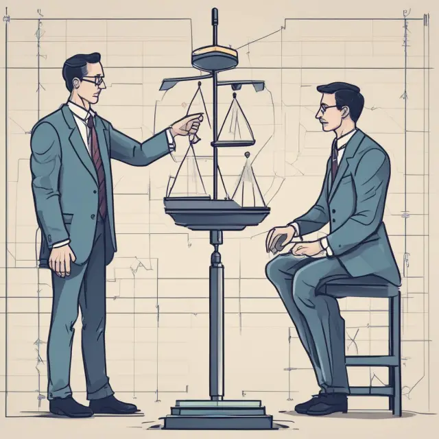 An image of a technical analyst holding a set of scales, with chart patterns on one side and fundamental data on the other, symbolizing the importance of balancing both in investment decision making.