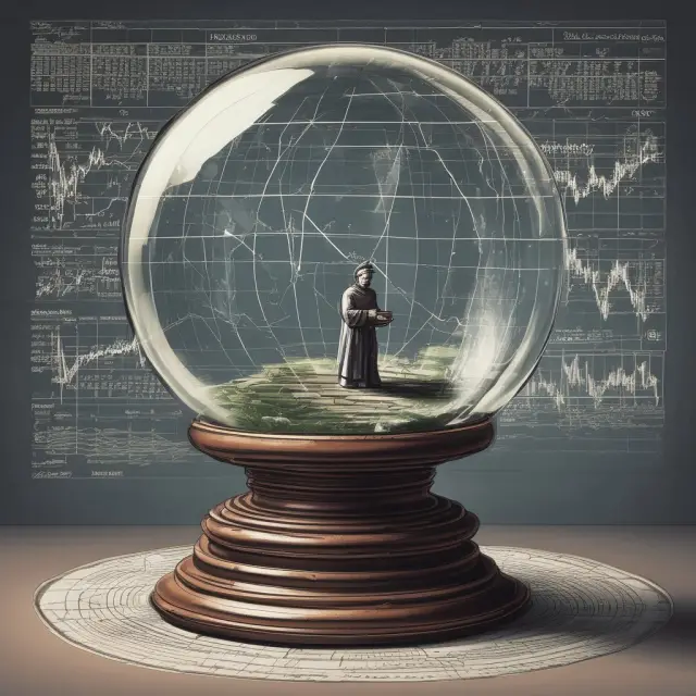 An oracle examines price patterns in a crystal ball, providing insights for investors through technical analysis
