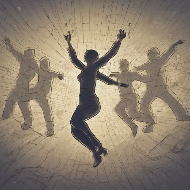 A metaphorical scene showing technical oscillators dancing dynamically above and below a price chart, highlighting their role in revealing underlying trends