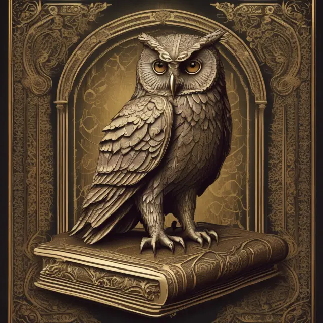 An owl, representing technocratic wisdom, sits atop an ornate golden book, embodying the importance of informed decision-making and knowledge in financial regulation.