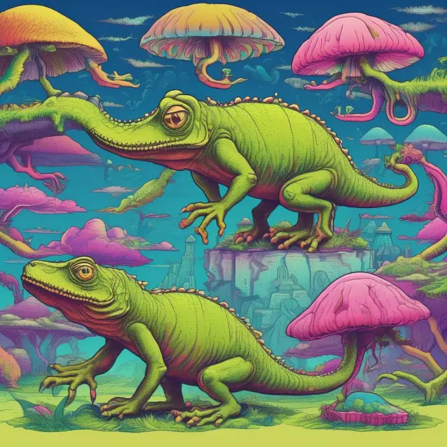 A chameleon symbolizing companies, such as Meta Platforms and Apple, transitioning between technology, media, and telecom industries