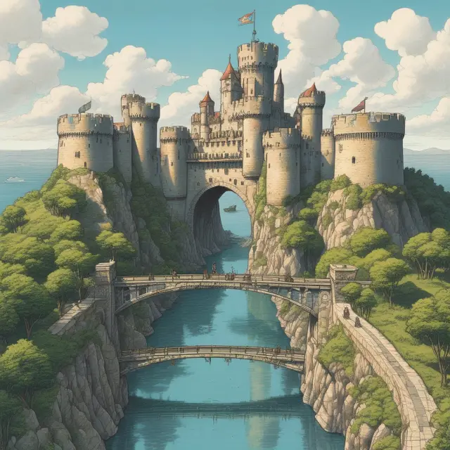 Bridge connecting LIBOR (castle) to Treasury bill (fortress), symbolizing the calculation of TED Spread