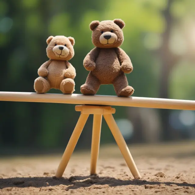 Two animals representing risk (Bear) and safety (Bull) on a seesaw, illustrating the TED Spread