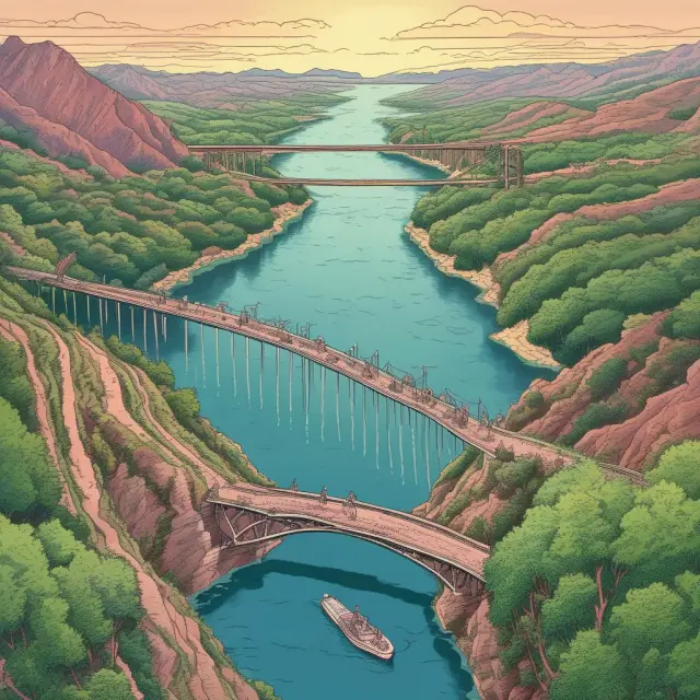 Image of a river symbolizing the TED spread flowing between two banks representing U.S. Treasury bills and interbank lending rates