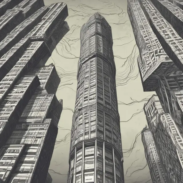 Visualization of the TED spread as a banking tower, with Treasury bills forming its base and LIBOR rates shifting above, illustrating widening or narrowing credit risk differences