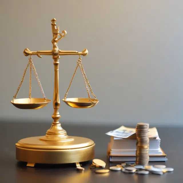 A golden set of scales representing tax enforcement balances income and deductions. Healthcare services emerge from the base as a testament to TEFRA