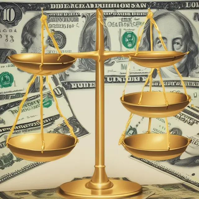 Scales with US dollars (reporting currency) and Japanese yen balancing, representing monetary assets and liabilities conversion through the temporal method.