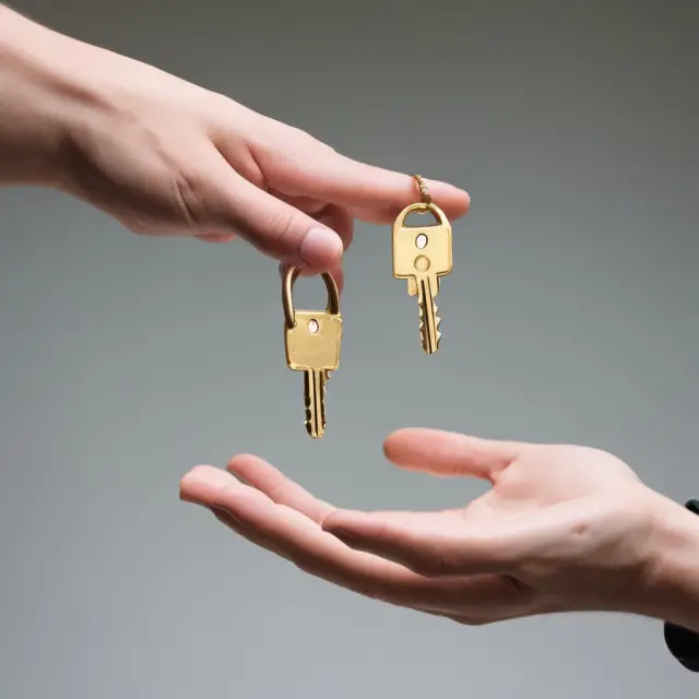 Landlord offering a golden key to a tenant representing the buyout option during tenancy at sufferance
