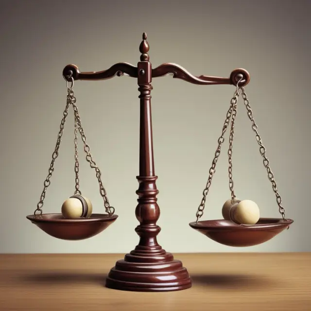 A person juggles two scales, each filled with state and federal laws. The scales represent the balance between tenant and landlord rights in a tenancy-at-will agreement.