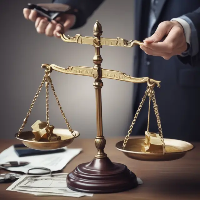 A fund manager skillfully balances scales, symbolizing the allocation of various operating expenses within a fund