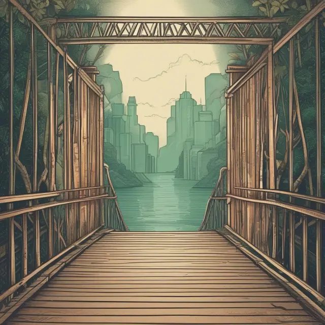 A bridge symbolizing term deposits, with advantages and disadvantages balanced on either side