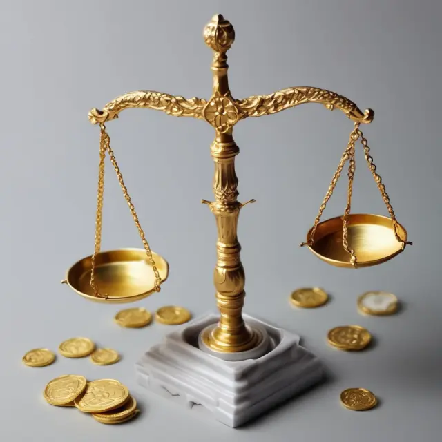 Gold and silver coins on a set of scales represent going-in and terminal capitalization rates in real estate investing.
