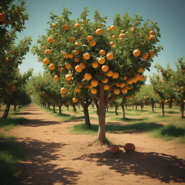 Golden apple on a tree symbolizing FAQs about terminal capitalization rates, growing in an orchard representing the investment process over time.