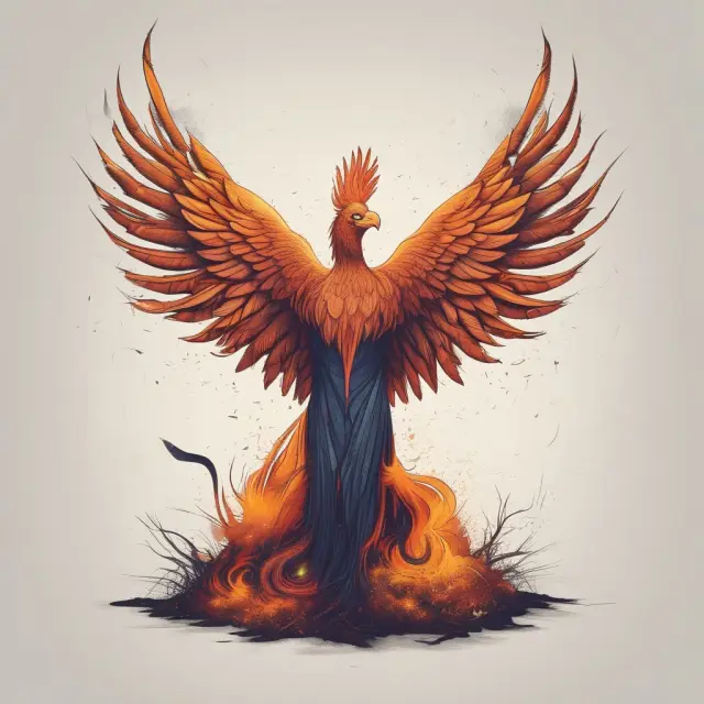 An employee falling, represented by a person, and a phoenix rising, symbolizing the potential for growth and resilience in the face of getting fired.