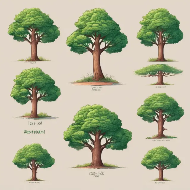 Three trees symbolizing short-, intermediate-, and long-term loans: a small sapling for short term, a maturing tree for intermediate term, and an ancient tree for long term