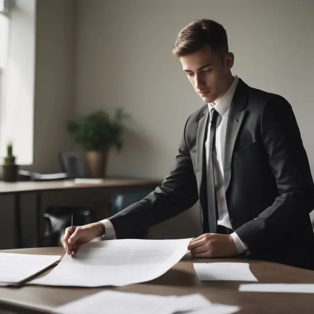 An employee carefully reads through the terms of an employment contract, signifying their commitment to upholding their responsibilities and fulfilling job duties