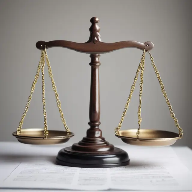 A set of balanced justice scales sits atop a stack of signed employment contracts, emphasizing the importance of fair labor practices