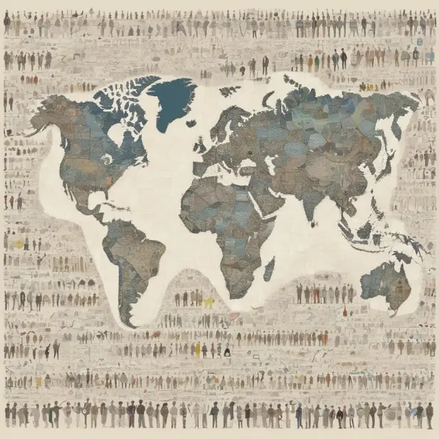 A mosaic world map showcasing various employment practices, including paid leaves and minimum wages.